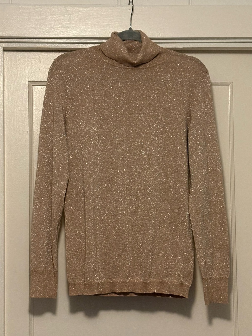 Talbots Light-Weight Sparkle Gold Turtleneck Sweater